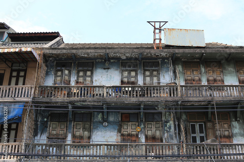 Abandoned house and old commercial buildings in chinatown, thailand