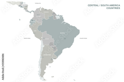 south america map. latin america vector map. 