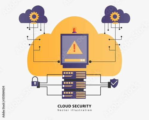 Illustration vector of Cloud security. The modern flat design concept of web page design. Creative flat design for web banner, marketing material, business presentation, online advertising.
