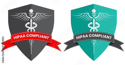 Health Insurance Portability and Accountability Act - HIPAA badge flat icon for apps and websites
