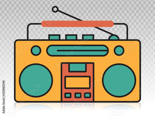 Old radio flat icons on a transparent backgrounds