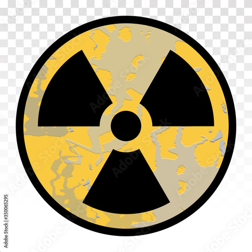yellow radioactive / radiation sign or symbol - flat icon for apps or websites