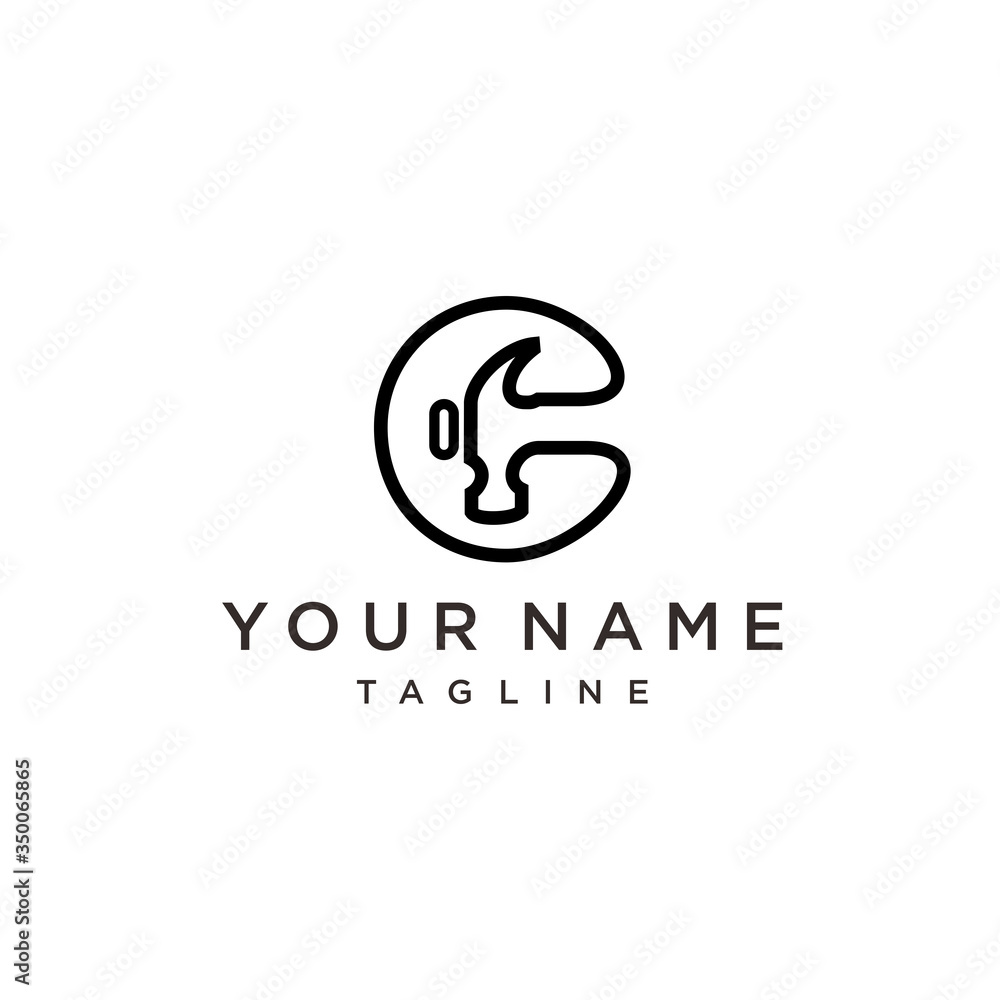 Fototapeta premium Hammer and construction Logo Design Inspiration Vector