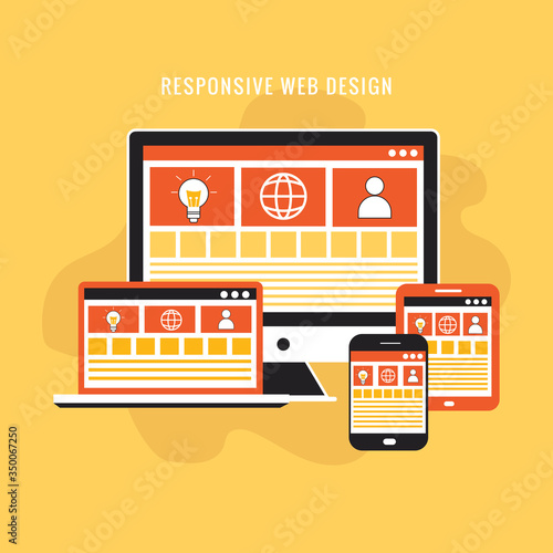 Responsive web design in modern flat vector style concept