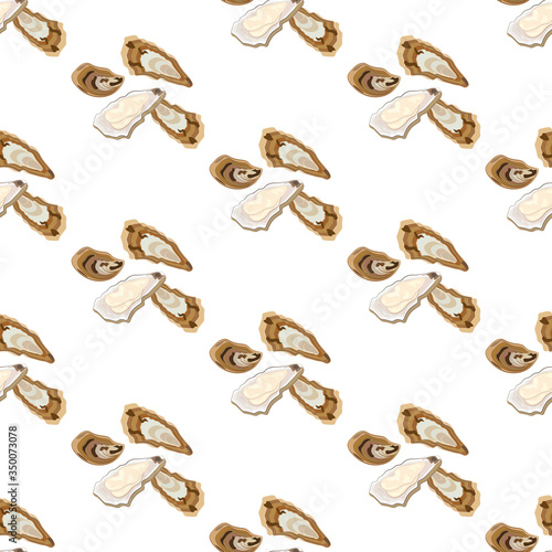 Oysters seafood delicacy seafood organic delicious illustration seamless pattern