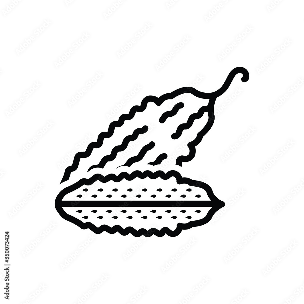 Obraz premium Black line icon for bitter gourd