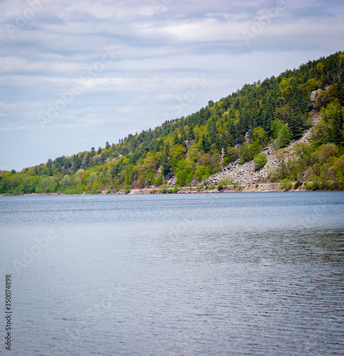 Mountain Behind a Lake at Devil's Lake State Park in Southwestern Wisconsin