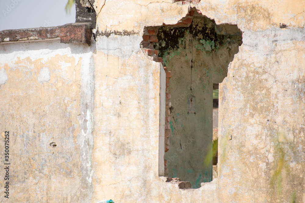 Broken , abundant  walls of house india