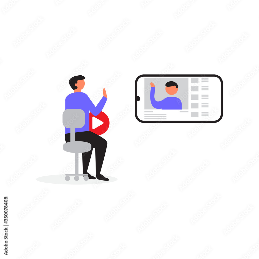 ILLUSTRATION OF YOUTUBE CONTENT CREATOR. Perfect for banners, leaflets, landing pages, social media content. ILLUSTRATION OF YOUTUBE CONTENT CREATOR. Perfect for banners, leaflets, landing pages, social media content.