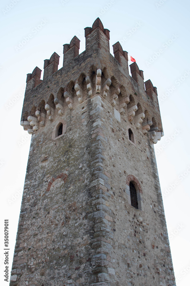 One of the towers of Scaliger Castle, Sirmione, Lombardy, Italy. One of the towers of Scaliger Castle, Sirmione, Lombardy, Italy.