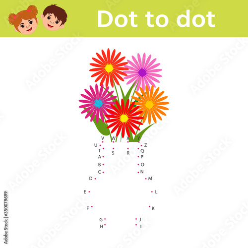 Game for kids. Connect the dots a dot.  Educational puzzle game for kids. Worksheet activity