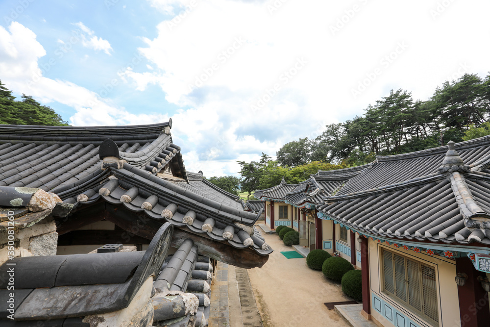 Beautiful Korean traditional houses and roofs. Dosanseowon, Andong, Gyeongsangbuk-do Beautiful Korean traditional houses and roofs. Dosanseowon, Andong, Gyeongsangbuk-do