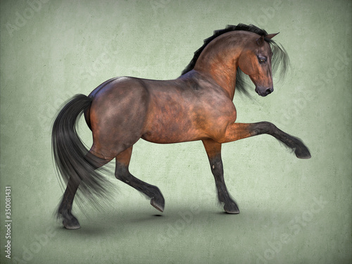 Beautiful brown horse. 3d rendering © Dina