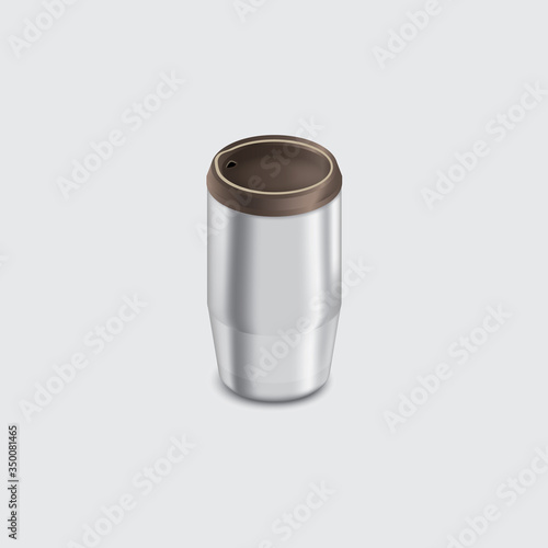 aluminum cup realistic on gray background