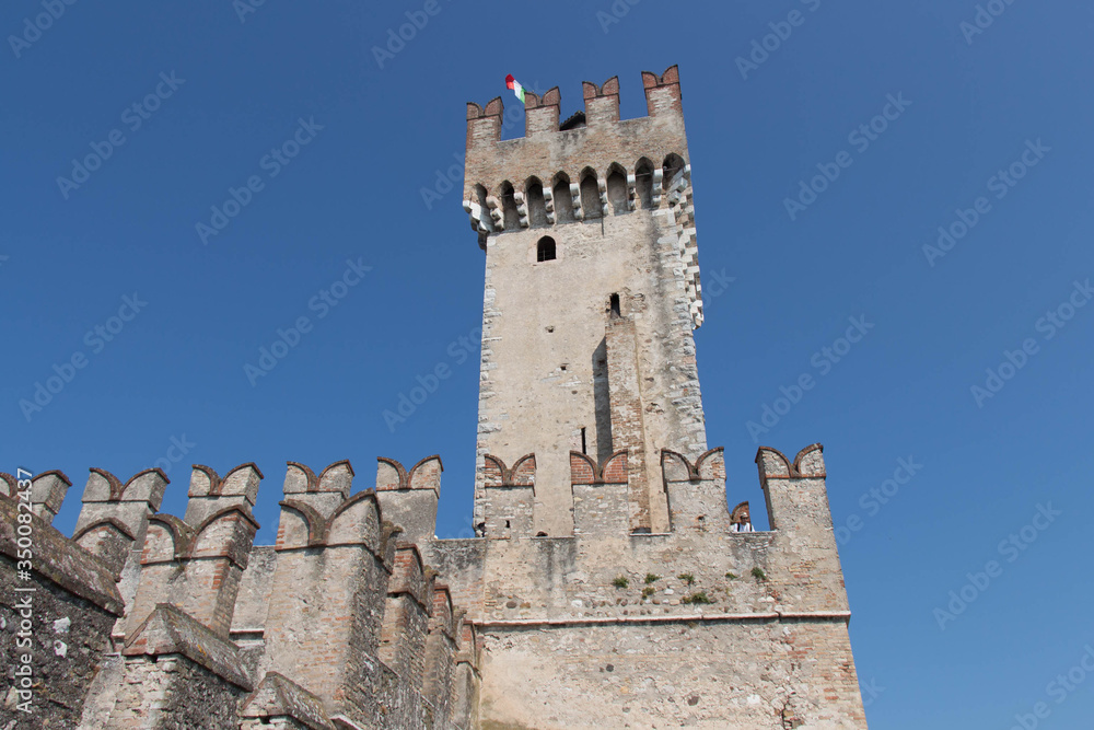 Tower of Scaliger Castle, Sirmione, Lombardy, Italy.