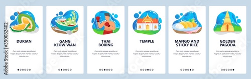 Thailand website and mobile app onboarding screens vector template