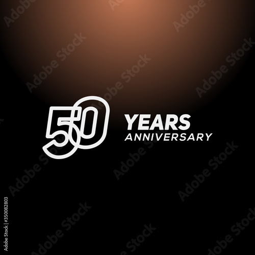 50 Years Anniversary White Line Number Vector Design