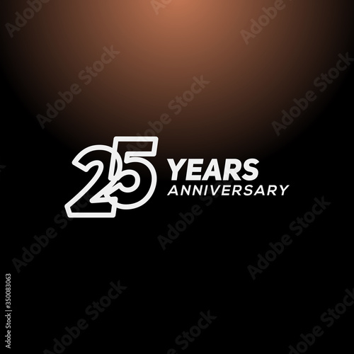 25 Years Anniversary White Line Number Vector Design