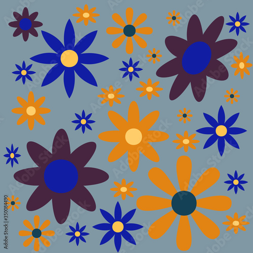 Wallpaper Mural seamless pattern with leaves and flowers doodling style Torontodigital.ca
