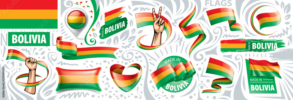 Vector set of the national flag of Bolivia in various creative designs
