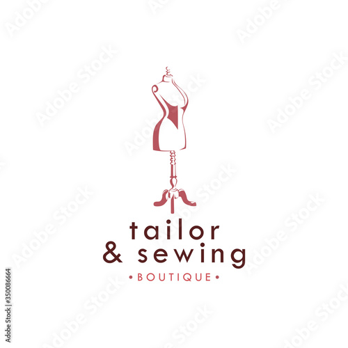 Tailor Sewing Vintage Logo, Attelier Mannequin Logo, Fashion Logo Template Vector Design