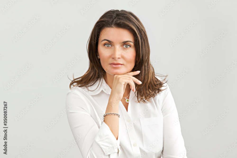 business girl portrait on a light background business girl portrait on a light background