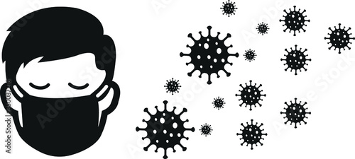 Wear a mask and prevent corona virus icon