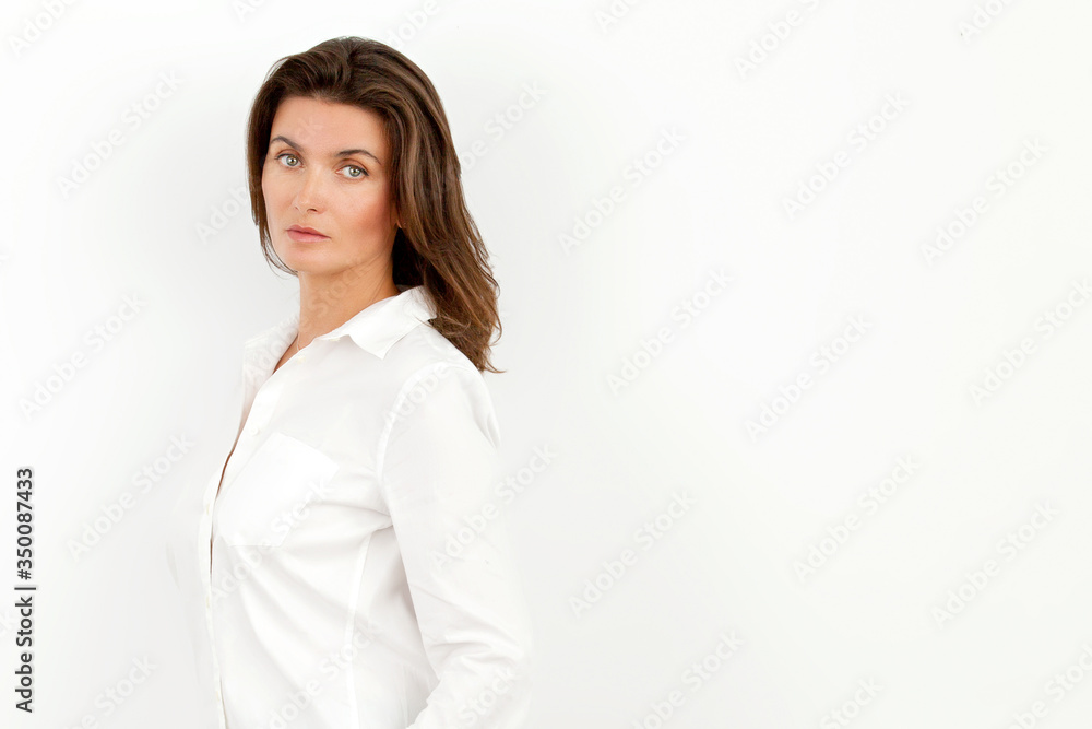business portrait of a beautiful girl on a white background business portrait of a beautiful girl on a white background