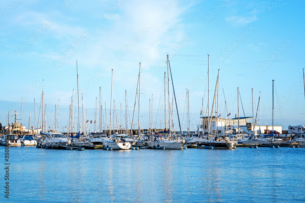 Helsingborg, Sweden - 14 May 2019: Harbour full of sailboats in Helsingborg, Sweden.