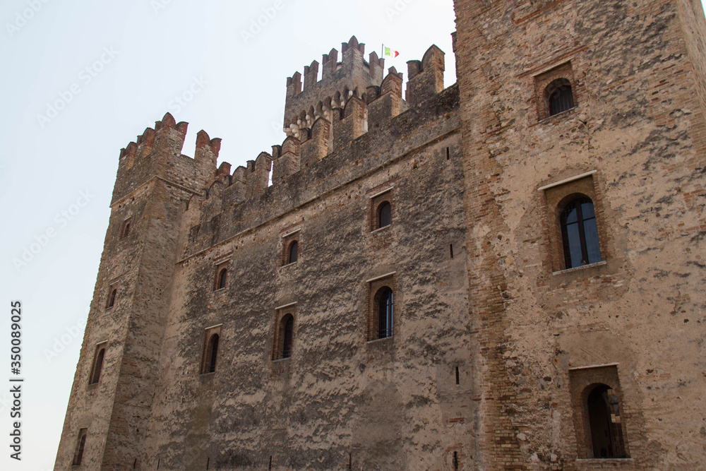 Ancient walls of Scaliger Castle, Sirmione, Lombardy, Italy.