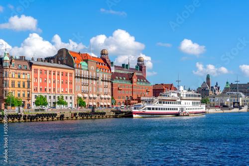 Beautiful cityscape of Malmo Sweden, canal in city centre