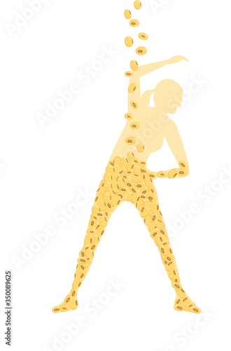 soybeans falling into a woman body