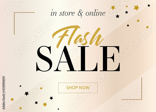 Elegant Flash Sale sign over golden creative background vector