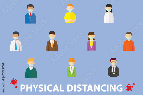 Physical or social distancing, covid or coronavirus prevention, people keeping a safe distance between each other