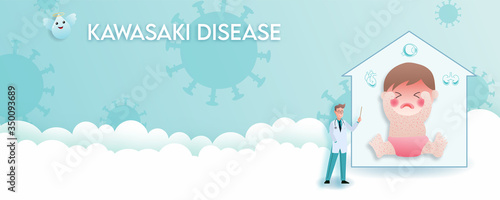 The boy has kawasaki disease, medical infographic.