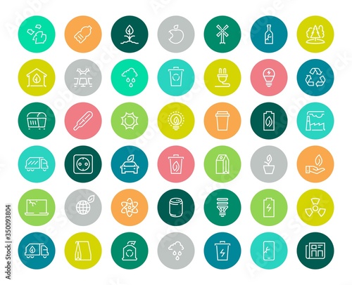 Ecology line icons. Eco nature green set. Environment ecology symbols. Vector collection colorful flat web icon photo