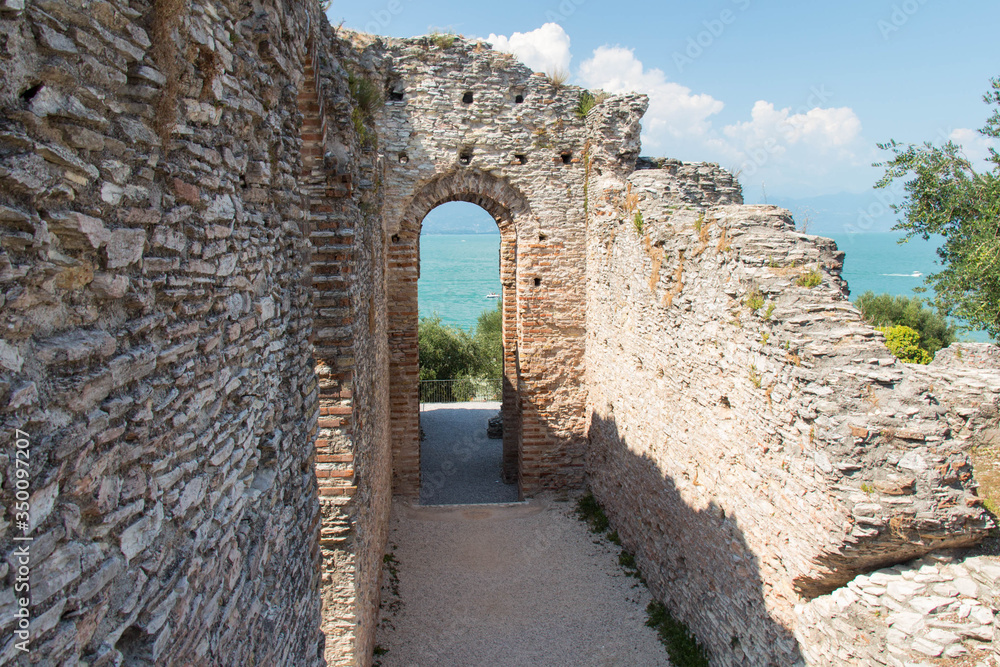 Grotte di Catullo Roman ruins on Lake Garda, Sirmione, Lombardy, Italy.