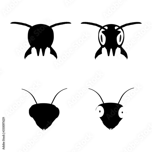 The silhouette of the head of hornet and mantis