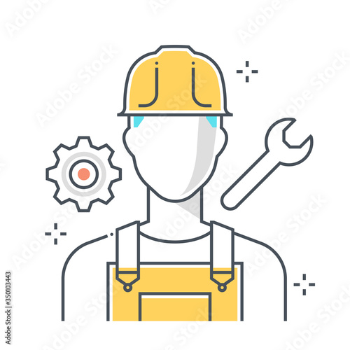 Worker related color line vector icon, illustration