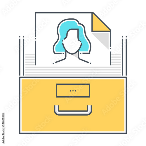 Employee info related color line vector icon, illustration