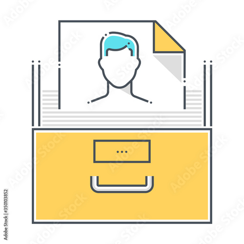 Employee info related color line vector icon, illustration