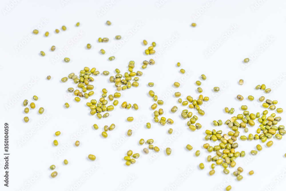 mash green bean seeds on a white background mash green bean seeds on a white background
