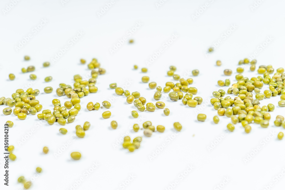 mash green bean seeds on a white background mash green bean seeds on a white background