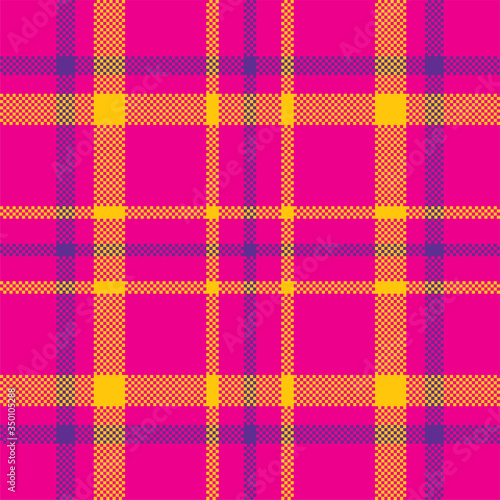 Pixel background vector design. Modern seamless pattern plaid. Square texture fabric. Tartan scottish textile. Beauty color madras ornament.