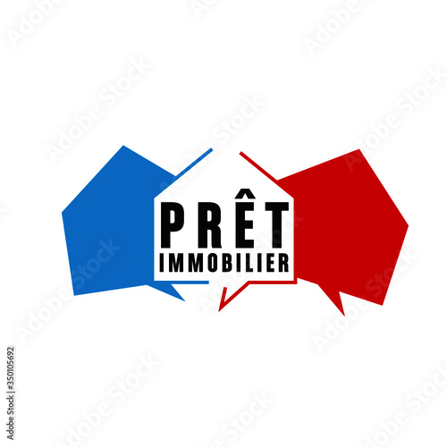 prêt immobilier- banque france bleu, blanc, rouge concept illustration