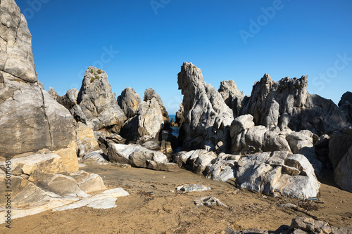 Coastal rock, sea, blue sky. East Sea Gangwon-do, Korea © YOUSUK