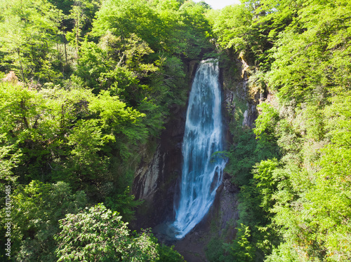 Makhuntseti (Mahuntseti) waterfall. Adjara. Georgia. Aerial view. Water in motion blur. photo