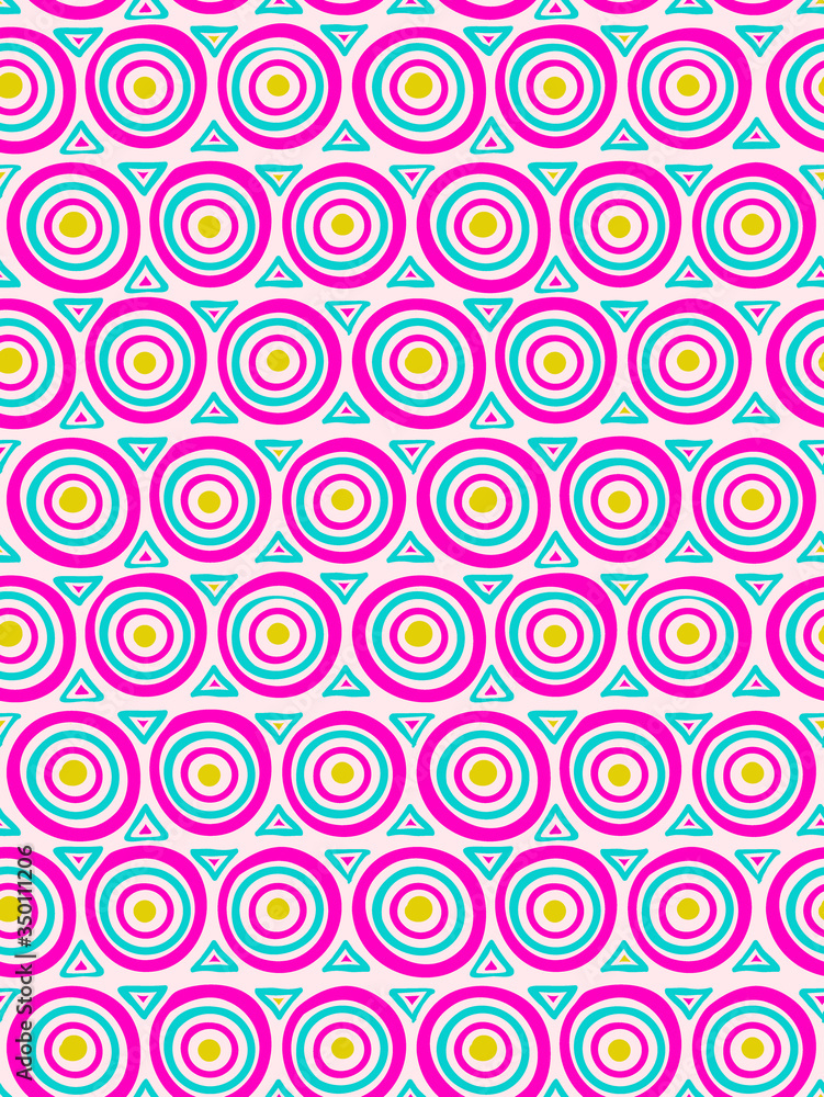 Colored circles seamless paattern. Hand made multicolored round shapes on white background. Simple pattern for textile, wrapper. Vector illustration