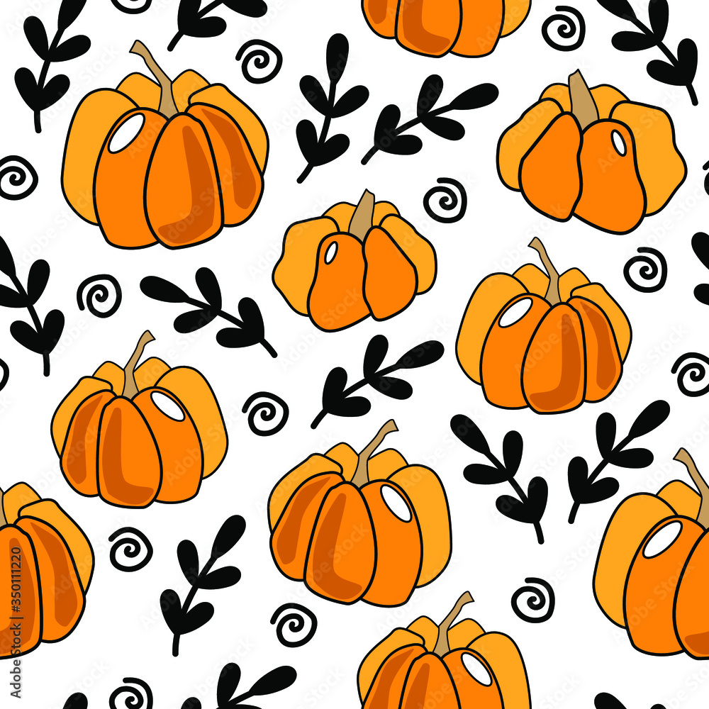 vector seamless pattern with halloween pumpkins