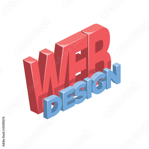 Web design text abstract. Vector 3d isometric, color web icon, new flat style. Creative illustration design, isolated graphic idea for infographics.